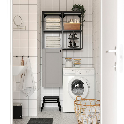 ENHET Wall storage combination, anthracite, grey frame, 80x30x150 cm