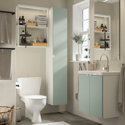 ENHET Bathroom, white/pale grey-green, 64x33x65 cm