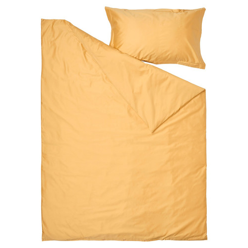 LUKTJASMIN Duvet cover and pillowcase, yellow, 150x200/50x60 cm