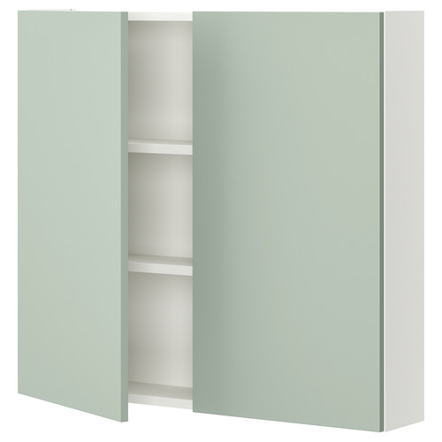 ENHET Wall cb w 2 shlvs/doors, white/pale grey-green, 80x17x75 cm