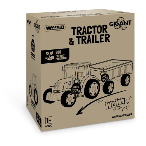 Giant Tractor and Trailer Set 120cm, assorted colours, 12m+