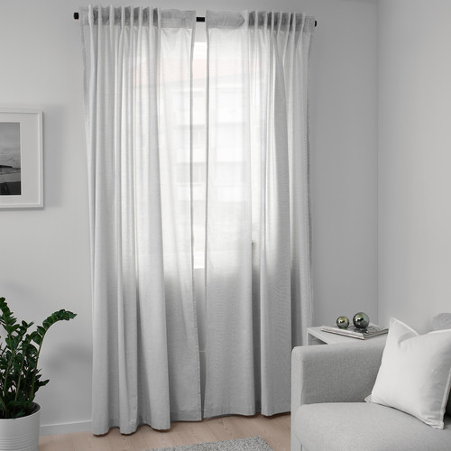 HANNALILL Curtains, 1 pair, grey, 145x250 cm