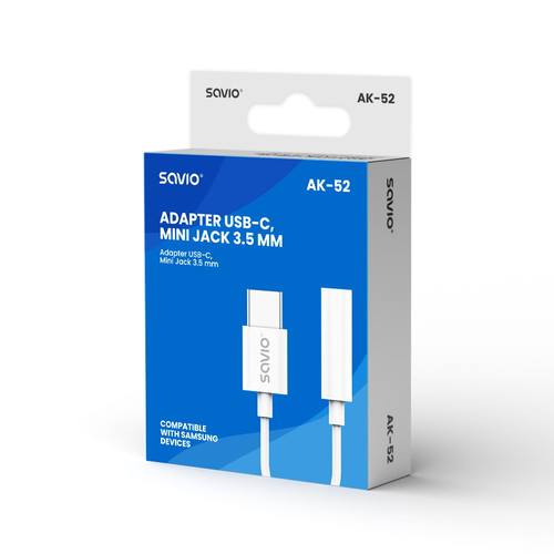 Savio Adapter Cable AK-52 USB-C - Mini Jack 3,5 mm for Samsung