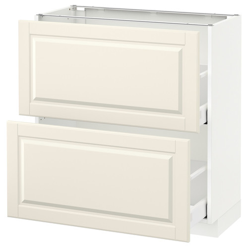 METOD / MAXIMERA Base cabinet with 2 drawers, white, Bodbyn off-white, 80x37 cm