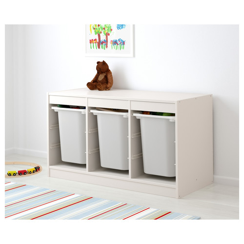 TROFAST Storage combination with boxes, white, white, 99x44x56 cm