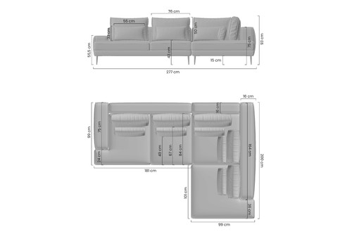 Corner Sofa-Bed Right Nicole L Salvador 10/mustard, black legs