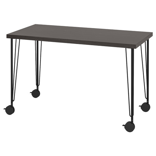 LAGKAPTEN / KRILLE Desk, black-brown/black, 120x60 cm