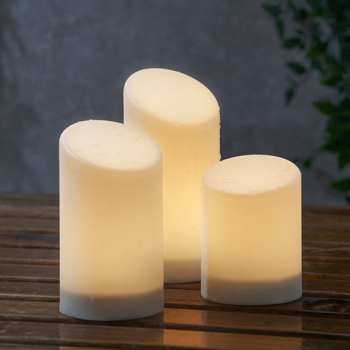 ÄDELLÖVSKOG LED block candle in/outdoor, set of 3