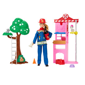 Barbie Firefighter Playset With Blonde Fashion Doll HRG55 3+