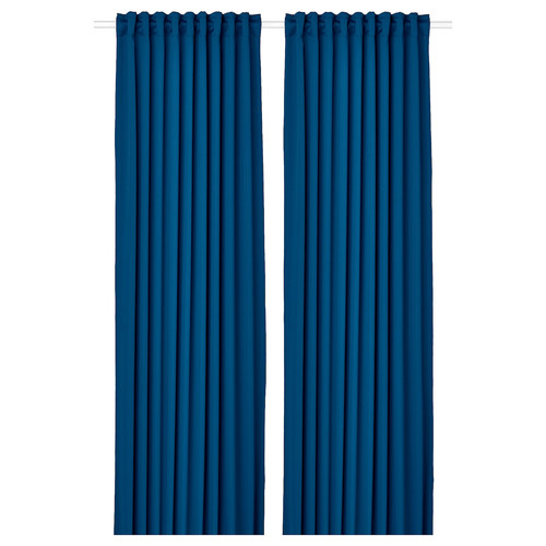 MAJGULL Block-out curtains, 1 pair, dark blue, 145x300 cm