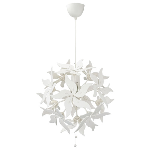 RAMSELE Pendant lamp, flower, white, 43 cm