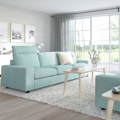 VIMLE 3-seat sofa, with headrest with wide armrests/Saxemara light blue