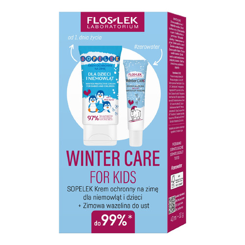 FLOSLEK Gift Set Winter Care Popsicle Winter Protection Cream For Kids + Vegan Winter Lip Vaseline