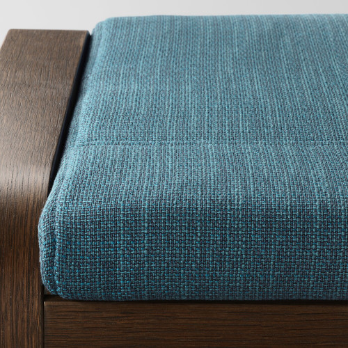 POÄNG Footstool, brown, Hillared dark blue