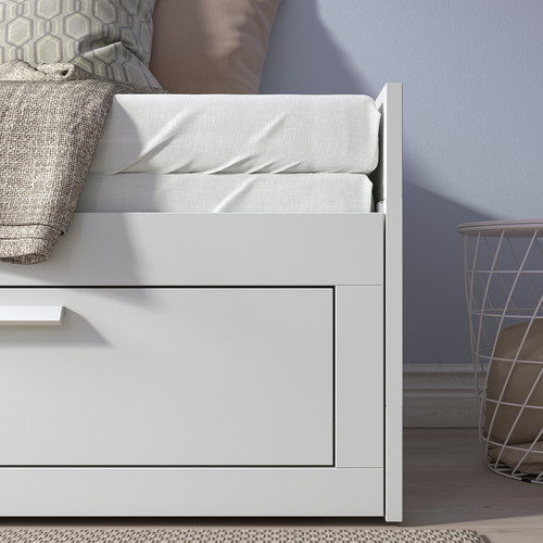 BRIMNES Day-bed w 2 drawers/2 mattresses, white/Vannareid firm, 80x200 cm