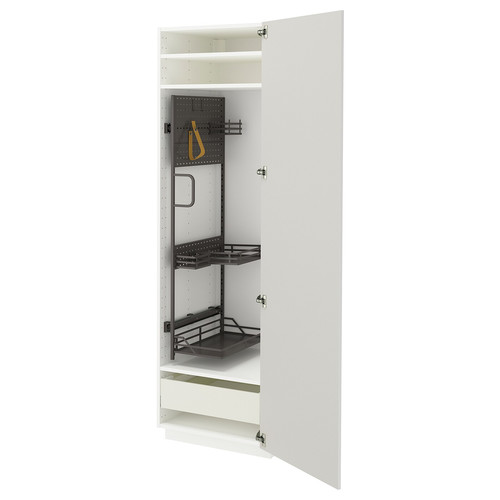 METOD / MAXIMERA High cabinet with cleaning interior, white/Ringhult light grey, 60x60x200 cm