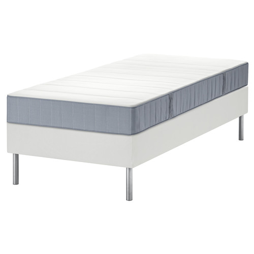 LYNGÖR Divan bed, Vesteröy medium firm/light blue white, 90x200 cm