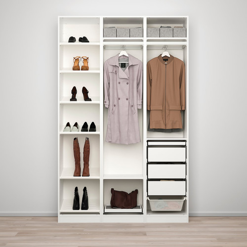 PAX / BERGSBO/ÅHEIM Wardrobe combination, white/mirror glass, 150x38x236 cm