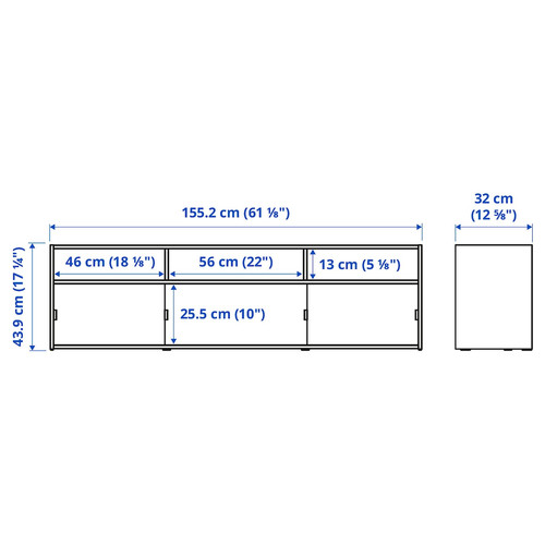 SPIKSMED TV storage combination, light grey, 233x32x96 cm