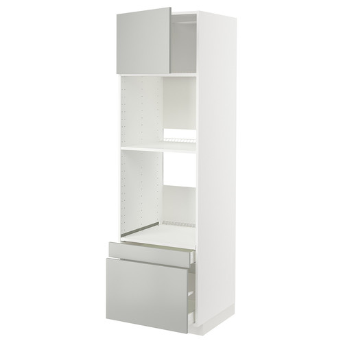 METOD / MAXIMERA Hi cab f ov/combi ov w dr/2 drwrs, white/Havstorp light grey, 60x60x200 cm