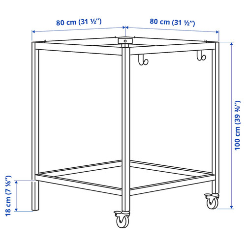 TROTTEN Underframe for table top, white, 80x80x100 cm