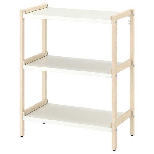 EKENABBEN Open shelving unit, aspen/white, 70x34x86 cm