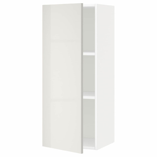 METOD Wall cabinet with shelves, white/Ringhult light grey, 40x100 cm