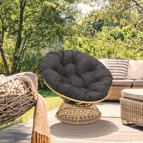 Outdoor Armchair Cancun, swivel, black, natural