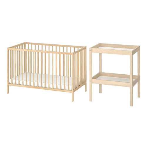 SNIGLAR 2-piece baby furniture set, beech, 60x120 cm