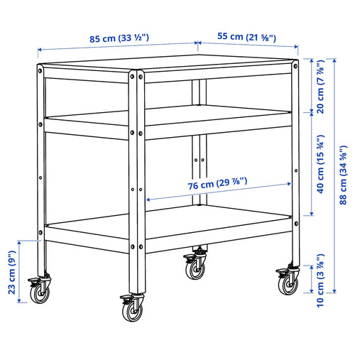 BROR Trolley, black, pine plywood, 85x55 cm