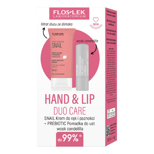 FLOSLEK Gift Set Hand & Lip DUO Care Snail (hand cream & lipstick)