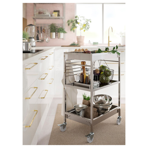 KUNGSFORS Kitchen cart, stainless steel, 60x40 cm