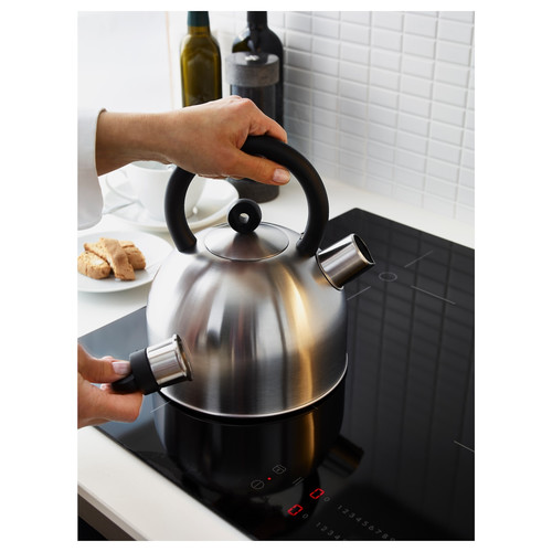 VATTENTÄT Kettle, stainless steel, black, 2 l