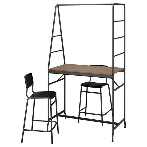 HÅVERUD / STIG Table and 2 stools, black/black, 105 cm