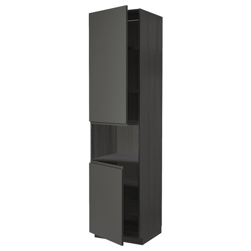 METOD High cab f micro w 2 doors/shelves, black/Voxtorp dark grey, 60x60x240 cm