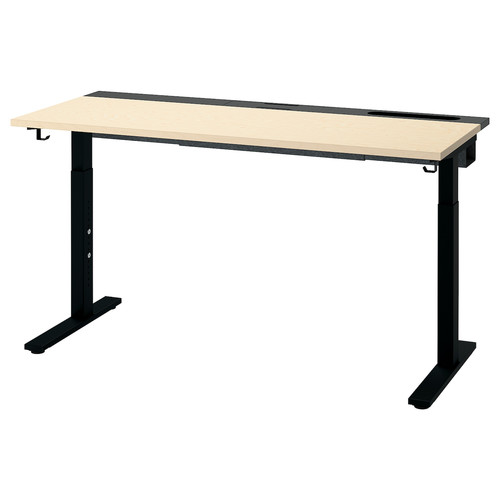 MITTZON Desk, birch veneer/black, 140x60 cm