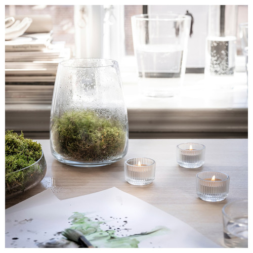 SILKESTRÄD Scented tealight, dew & moss/off-white, 3.5 hr, 30 pack