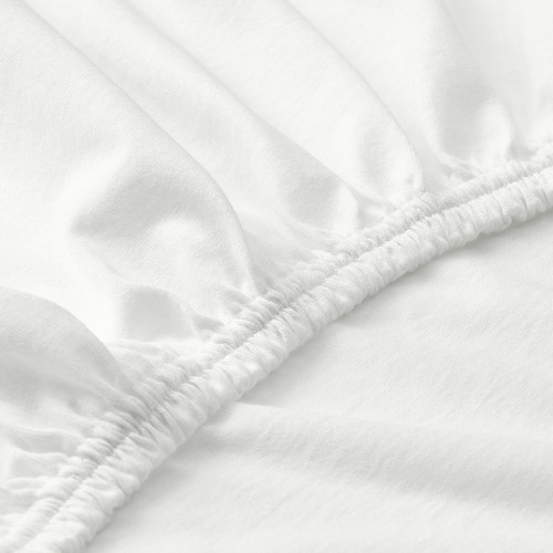 LEN Fitted sheet, white, 70x160 cm