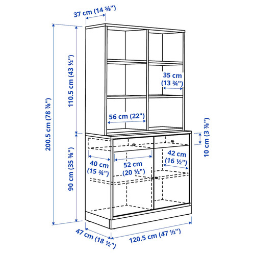 TONSTAD Storage combination, oak veneer, 121x201 cm