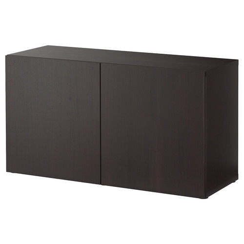 BESTÅ Shelf unit with doors, Lappviken black-brown, 120x40x64 cm