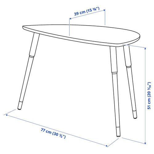 LÖVBACKEN Side table, blue, 77x39 cm