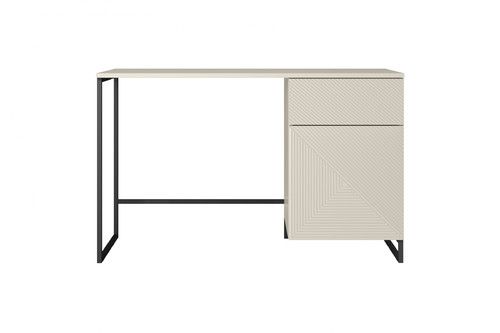 Desk with Drawer Asha 120 cm, cashmere, black frame