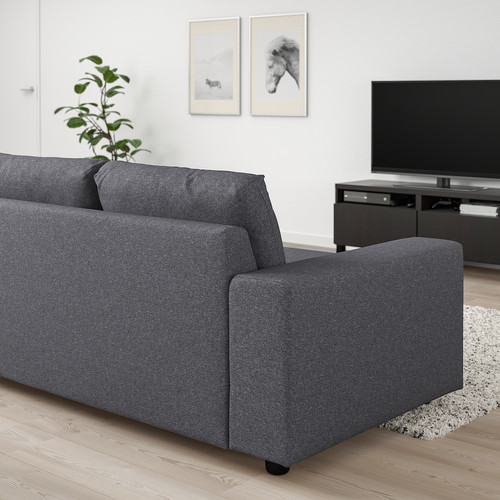 VIMLE 3-seat sofa, with wide armrests/Gunnared medium grey