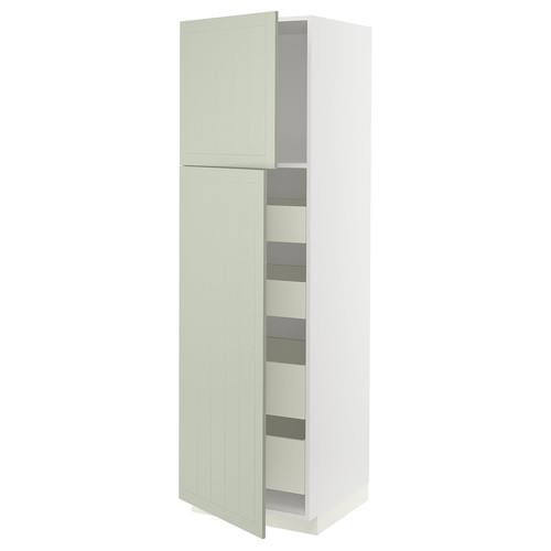 METOD / MAXIMERA Hi cab w 2 doors/4 drawers, white/Stensund light green, 60x60x200 cm