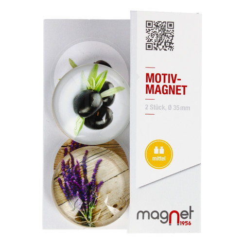 Glass Motiv Magnet 3.5cm 2pcs Olives/Lavender