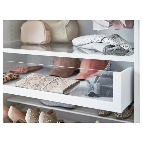 KOMPLEMENT Drawer with glass front, white, 75x58 cm