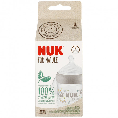 NUK For Nature Baby Bottle 150ml Size S, grey