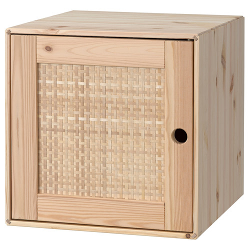 VÄLJARE Cabinet with door, pine/woven poplar, 35x35x35 cm