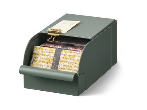 REJSA Box, grey-green, metal, 9x17x7.5 cm
