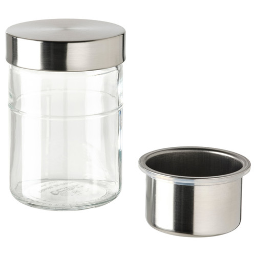 DAGKLAR Jar with insert, clear glass, stainless steel, 0.4 l